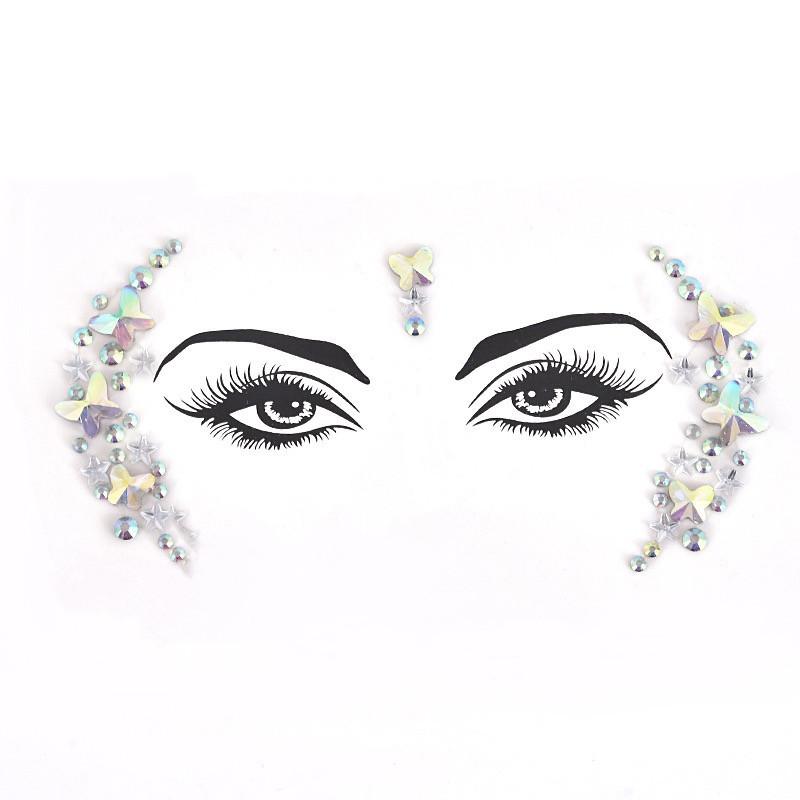 Crystal Tattoo Sticker Glitter Eyeliner Eyebrow Makeup Face Eyes Diamond Temporary Tattoo Rock Rhinestone 3D Eyeliner Stickers