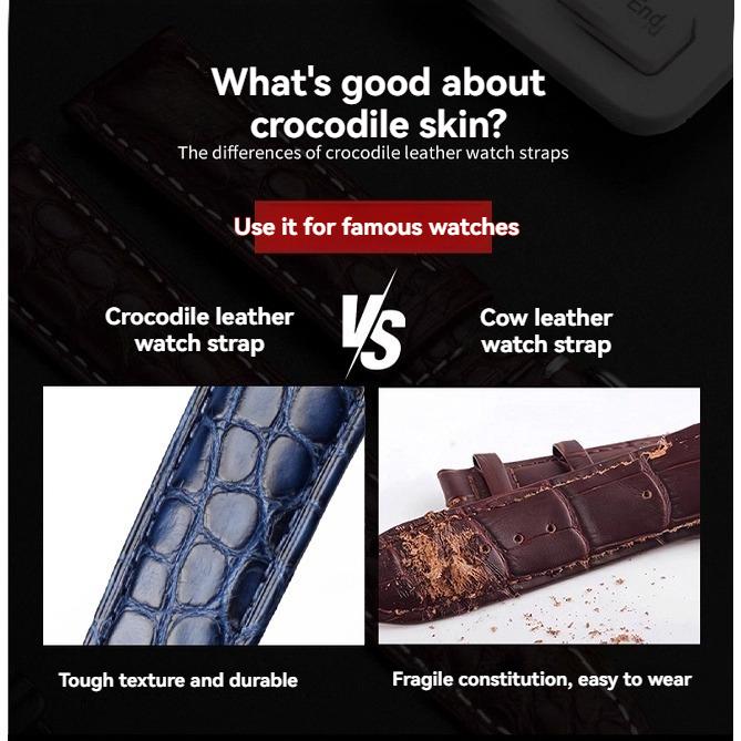 Crocodile leather watch strap For Cartier blue balloon WSBB0025 W69012Z4 14-8mm 16-8mm 18-11mm 20-12mm 22-14mm convex watchband