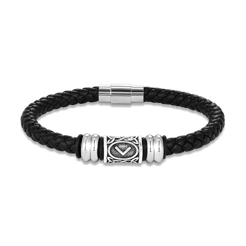 Personalized Norse Viking Runes Amulet Bracelet Leather Wristband With Futhark Rune Bead In Your Choice Viking Jewelry
