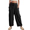 2026 Spring/Summer Women's Elastic Waist Pleated Mid-Waist Straight-Leg Loose Casual Cropped Pants
