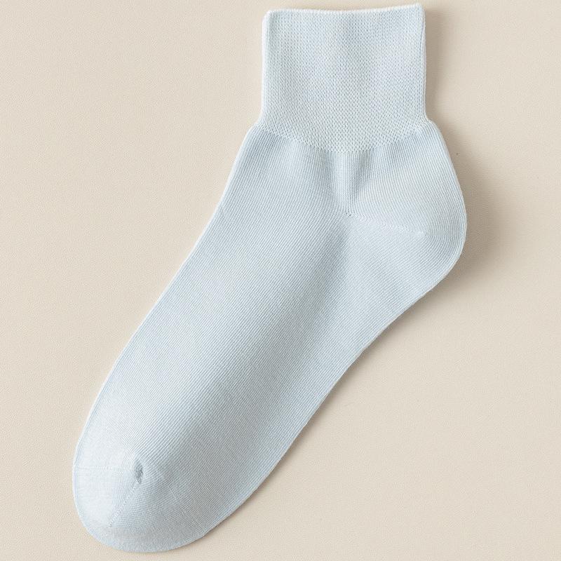Women's Odor-Resistant Thin Cotton Summer Socks - Loose Cuff, Postpartum Comfort, Solid Color Mid-Calf Dopamine Style.
