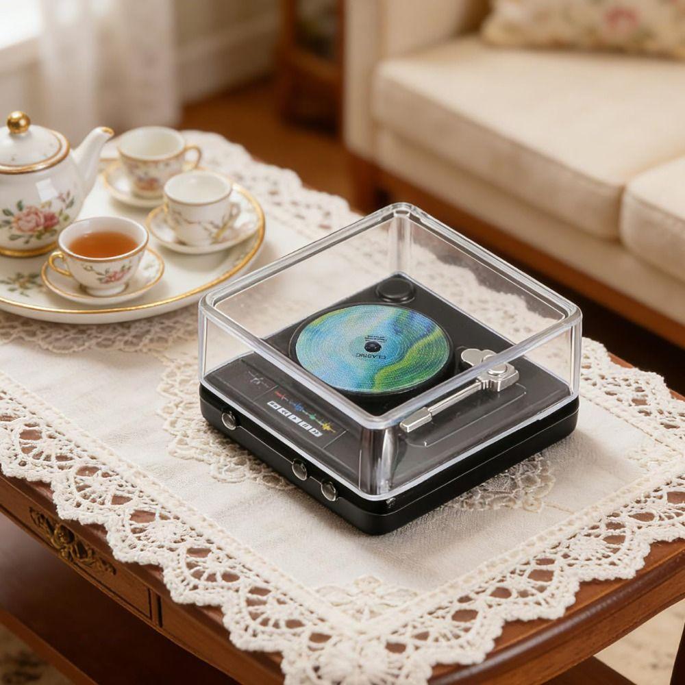 Simulation Miniature Record Player Lifelike Design Mini Disc Player Doll House Accessories