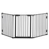 Folding Dog Barrier of 3 Panels with Intelligent Closing Safety Barrier for Hallway 180x74.5 Cm Black