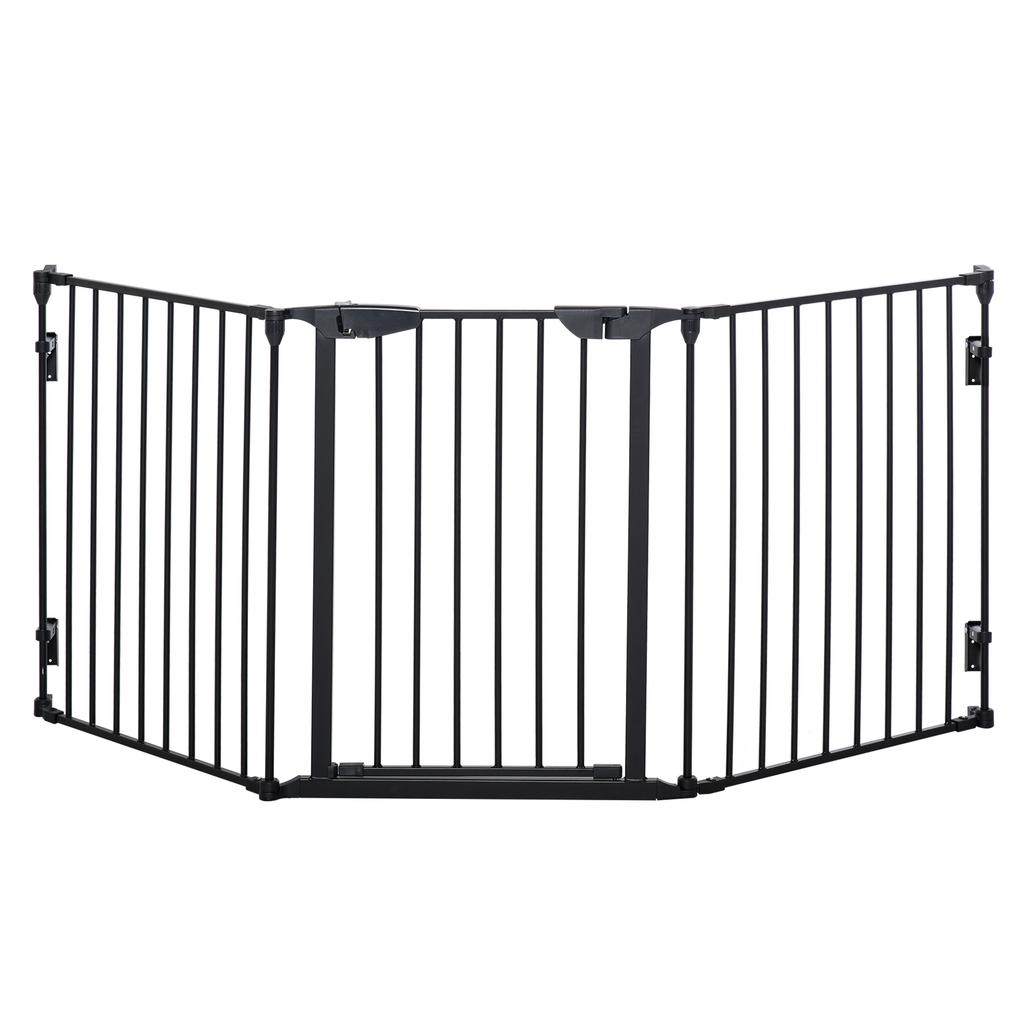 3-Panel Folding Dog Gate for Small and Medium Dogs, 180 X 3 X 74.5 Cm, Black