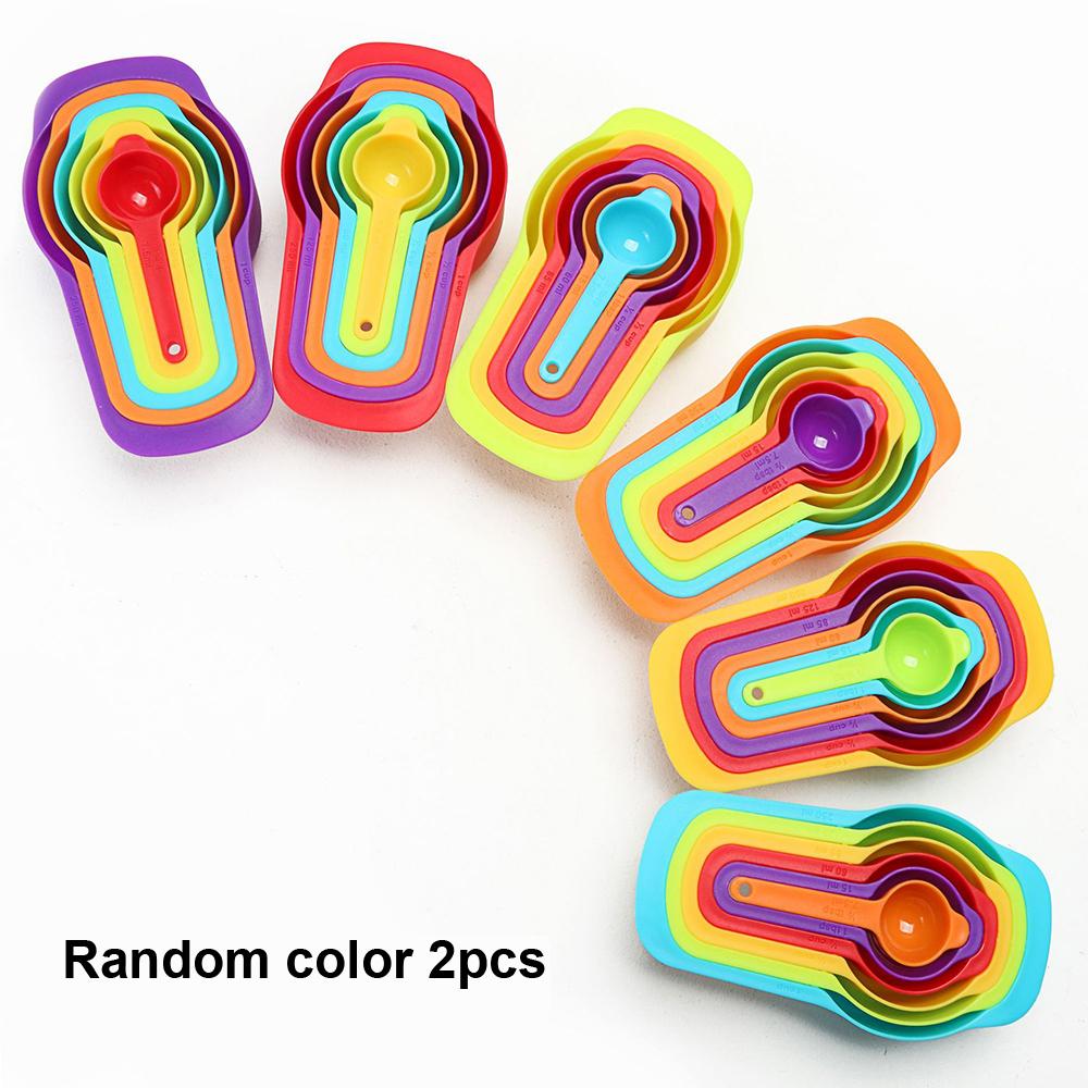 Rainbow Measuring Cup Colored Plastic Flour Measuring Spoon Scale Measuring Spoon Set Baking Accessories Kitchen Tools