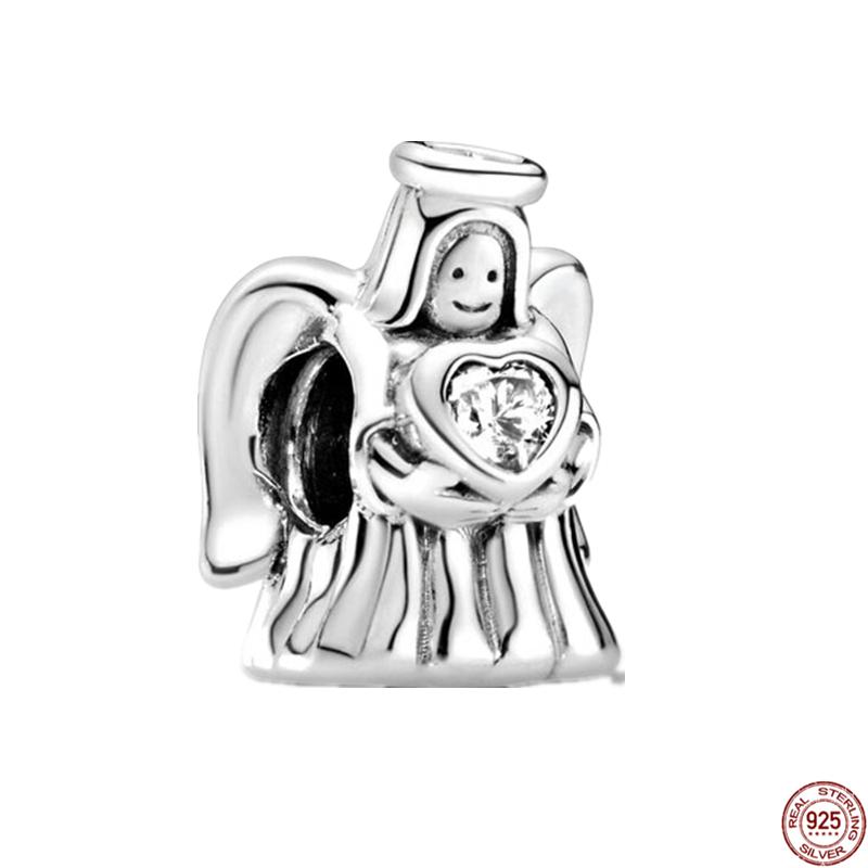 HotSale S925 Sterling Silver Heart Winged Angel Guardian Dangle Charm Bead Fit Original Bracelet DIY Fashion Jewelry Gift
