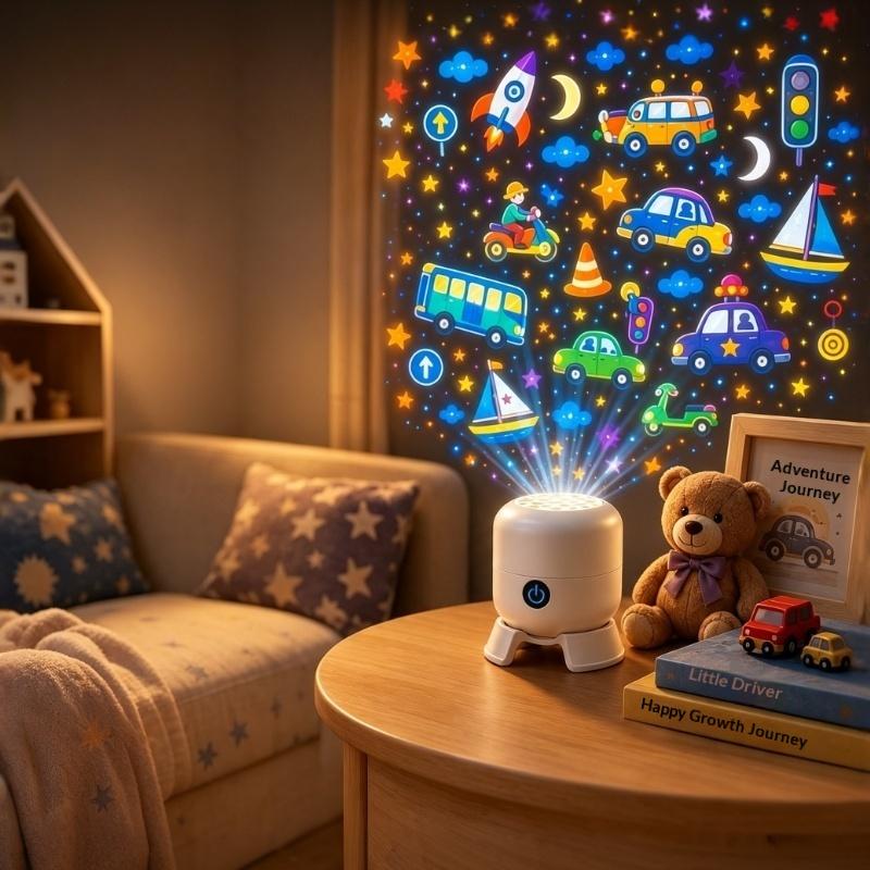 360 Rotating LED Projector Atmosphere Light Rechargeable Dimmable Night Lamp for Kids Bedroom Nursery Decor