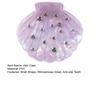 Hair Claw Shell Shape Rhinestones Inlaid Hair Clip Anti-slip Teeth Strong Grip Acrylic Small Hair Clip Styling Hair Accessory