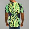Women Short Sleeve Crew Neck T Shirt Dark Gray Colorful Yellow Purple Feather Floral Print Top