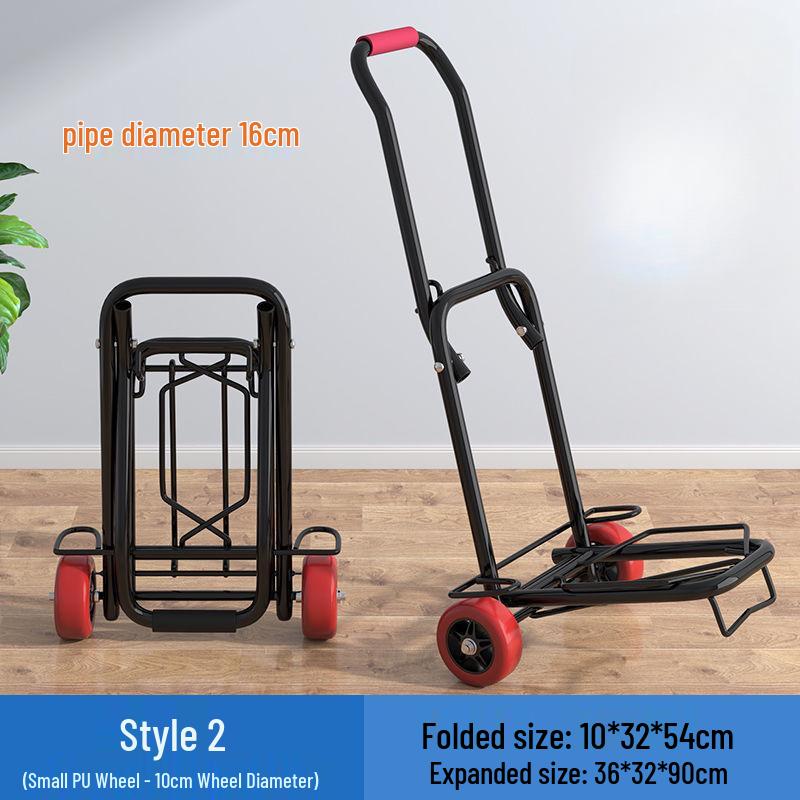 Compact Folding Four-Wheel Cart for Silent Goods Transport