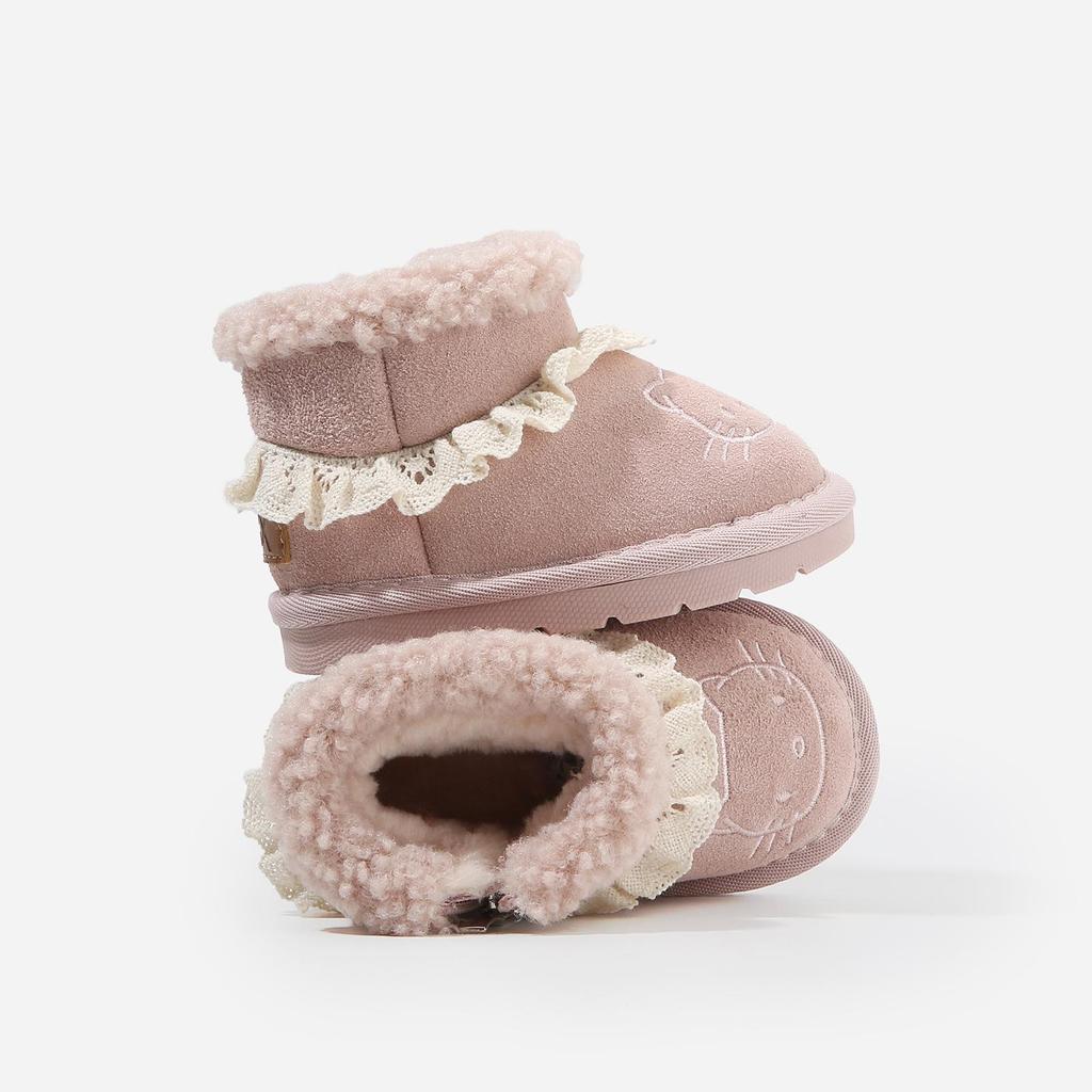 2025 Winter Toddler Girls' Thick Sole Plush Cotton Snow Boots - Outdoor Wear, Plus Velvet, Warm