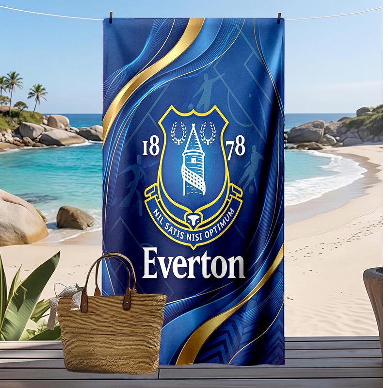 Asciugamano da Spiaggia con Stampa del Football Club Everton, Asciugamano Grande Morbido ad Asciugatura Rapida per Spiaggia Campeggio Nuoto