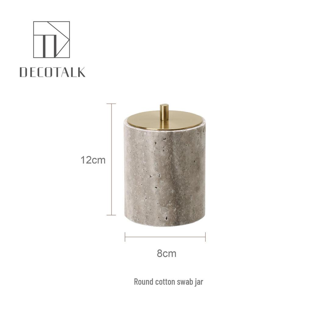 Set da Bagno Travertino Grigio Argento Wabi-Sabi: Vassoio e Decorazione per Lavabo.