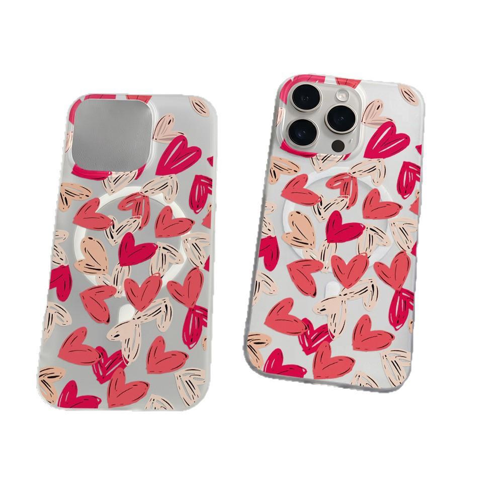 Ins Wind Graffiti Love Applies To Apple 17ProMax Matte Magnetic Mobile Phone Case iPhone16/15 Large Hole