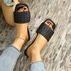 Fashion Ladies Shoes On Offer 2025 Open Toe Women's Slippers Outdoor Beach Slippers Women Plus Size Square Toe Weave Flat with Sandals