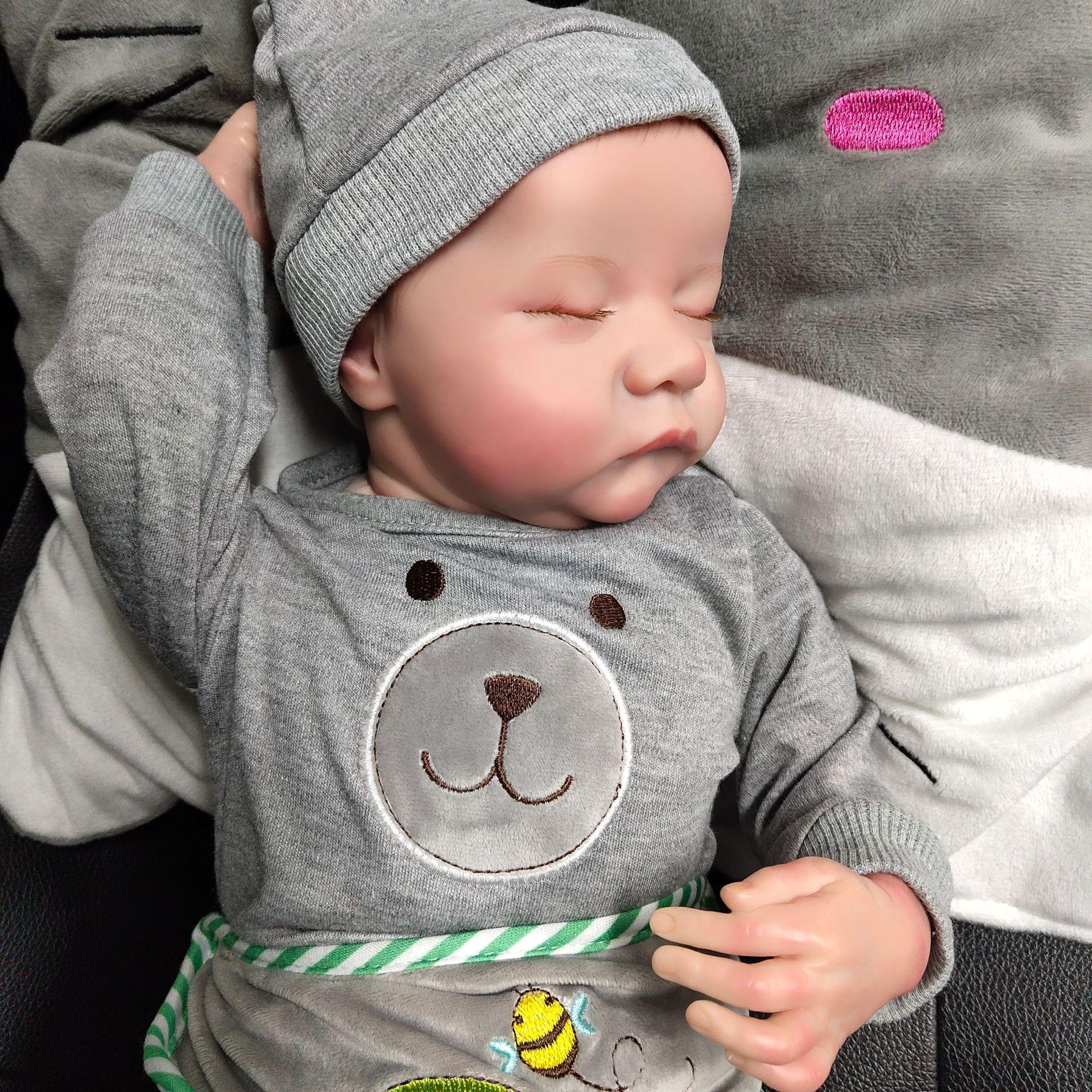 

43 см Levi новорожденная кукла Reborn спящая мягкая силиконовая гибкая 3D тон кожи с видимыми венами ручная роспись волос кукла Full Silicone Girl