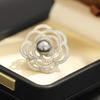 High-class Elegant Gray Pearl Camellia Brooch Light Luxury Three-dimensional Copper Alloy Micro-inlaid Zircon Pin Versatile Clothing