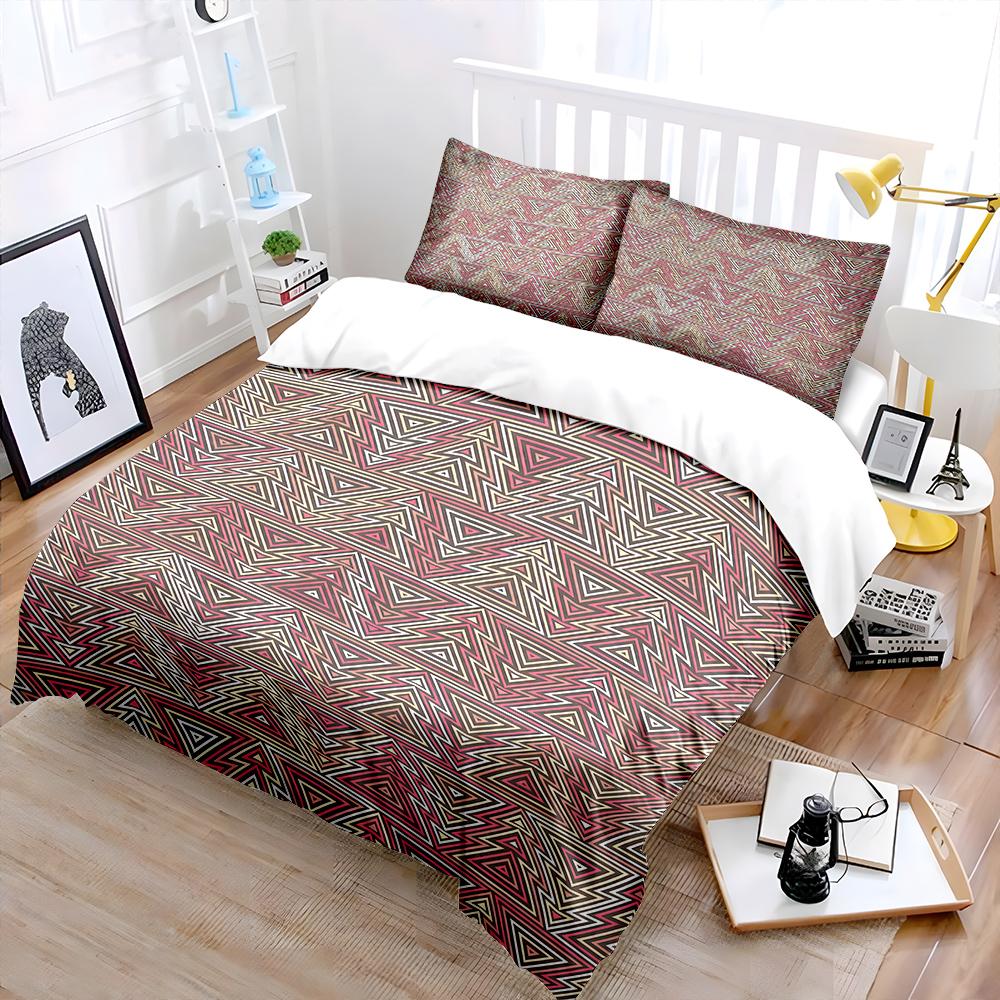 Repeating Triangular Geometric Pattern Print Soft Comfortable Duvet Cover Bedding Set Included 1*Duvet Cover  2*Pillowcases