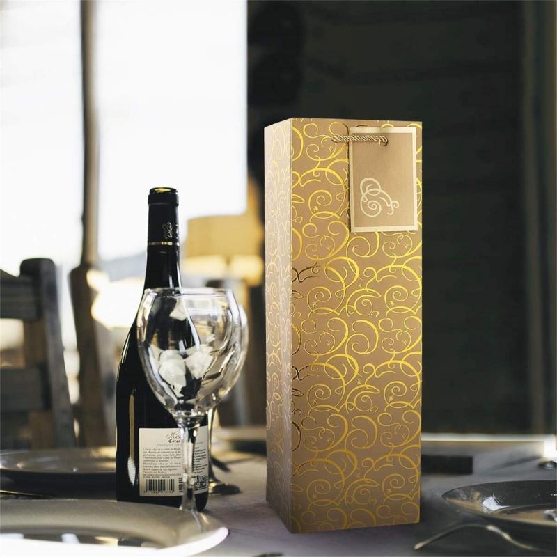 6 Pack Paper Wine Gift Bags Elegant Wine Presentation Bag Perfect for Anniversaries Weddings and Birthday Celebration