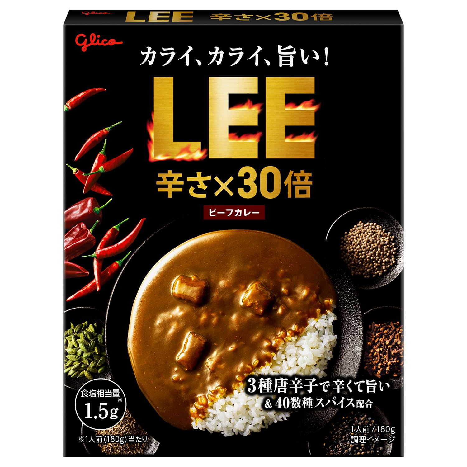 LEE Говядина 30x 180г x 10 Ezaki Glico Карри, Острое, упаковки, (Супер Острый/Очень Острый/Горячий/Острый/Комнатная Температура/Готовый к Употреблению/Разнообразные Пакетики/Ли)
