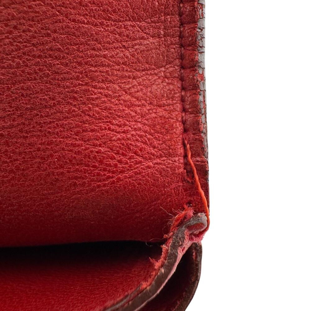 HERMES Bifold Wallet Taurillon Clemence Dogon GM Purse Red Taurillon Clemence Used