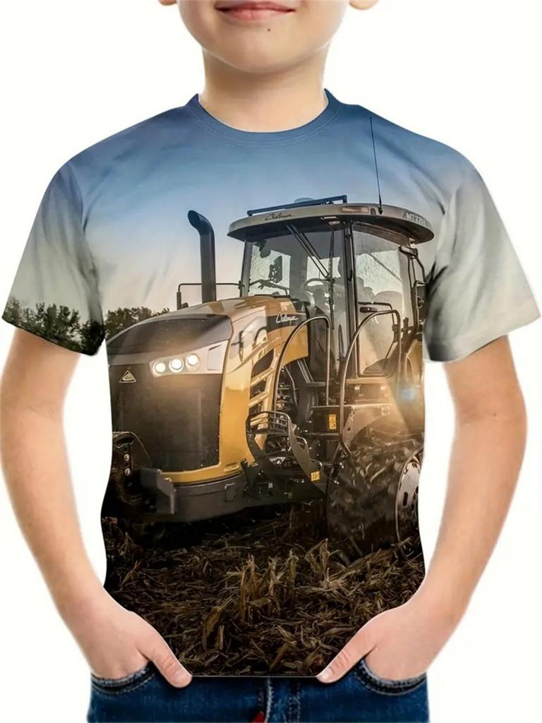 Summer Children's Clothing Car 3D Printed Boy's T-Shirt Graphic T Shirts Short Sleeve Girls Clothes Casual Round Neck Children Top