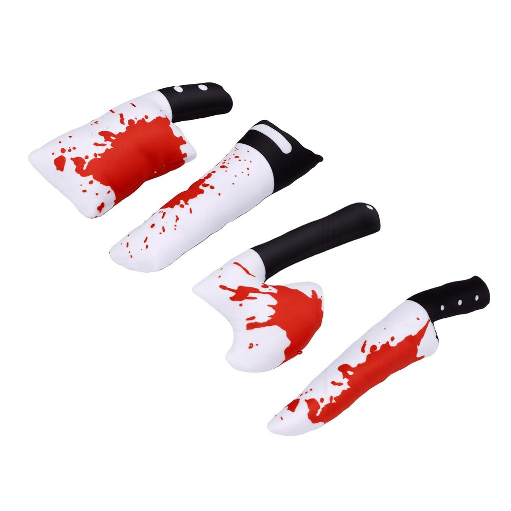 4pcs Halloween Cat Catnip Toys Built in Crinkle Paper Dual Sensory Stimulation Interactive Horror Teething Chew Plush