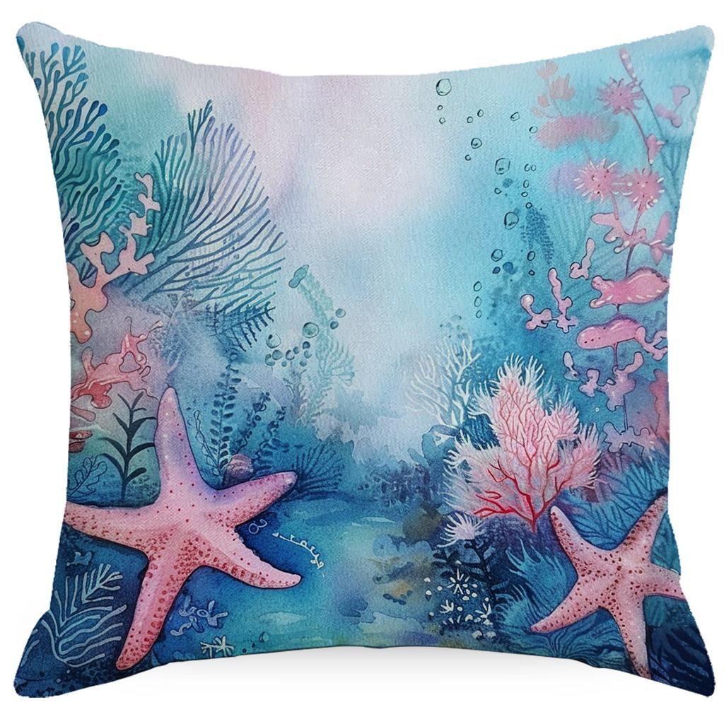Colorful Marine Life Shell Pillowcase Summer Holiday Beach Hotel Decorative Cushion Cover