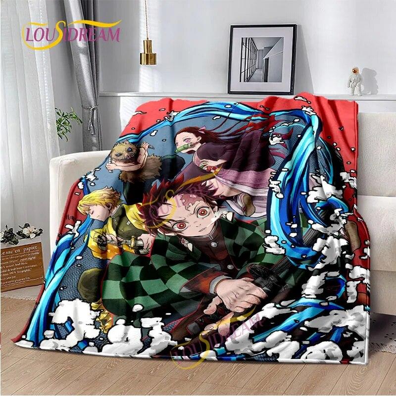 Japanese Cartoon Series Blanket Living Room Bed Sofa Travel 3D Demon Slayer Blanket Cartoon Home Office Hiking Gift
