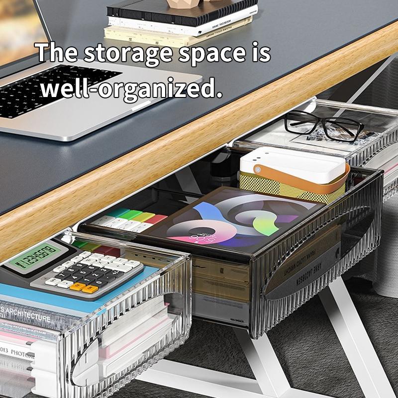 Non-Drilling Under Desk Drawer Storage Box Large Capacity Invisible Hanging Type Factory Office Desk Organizer