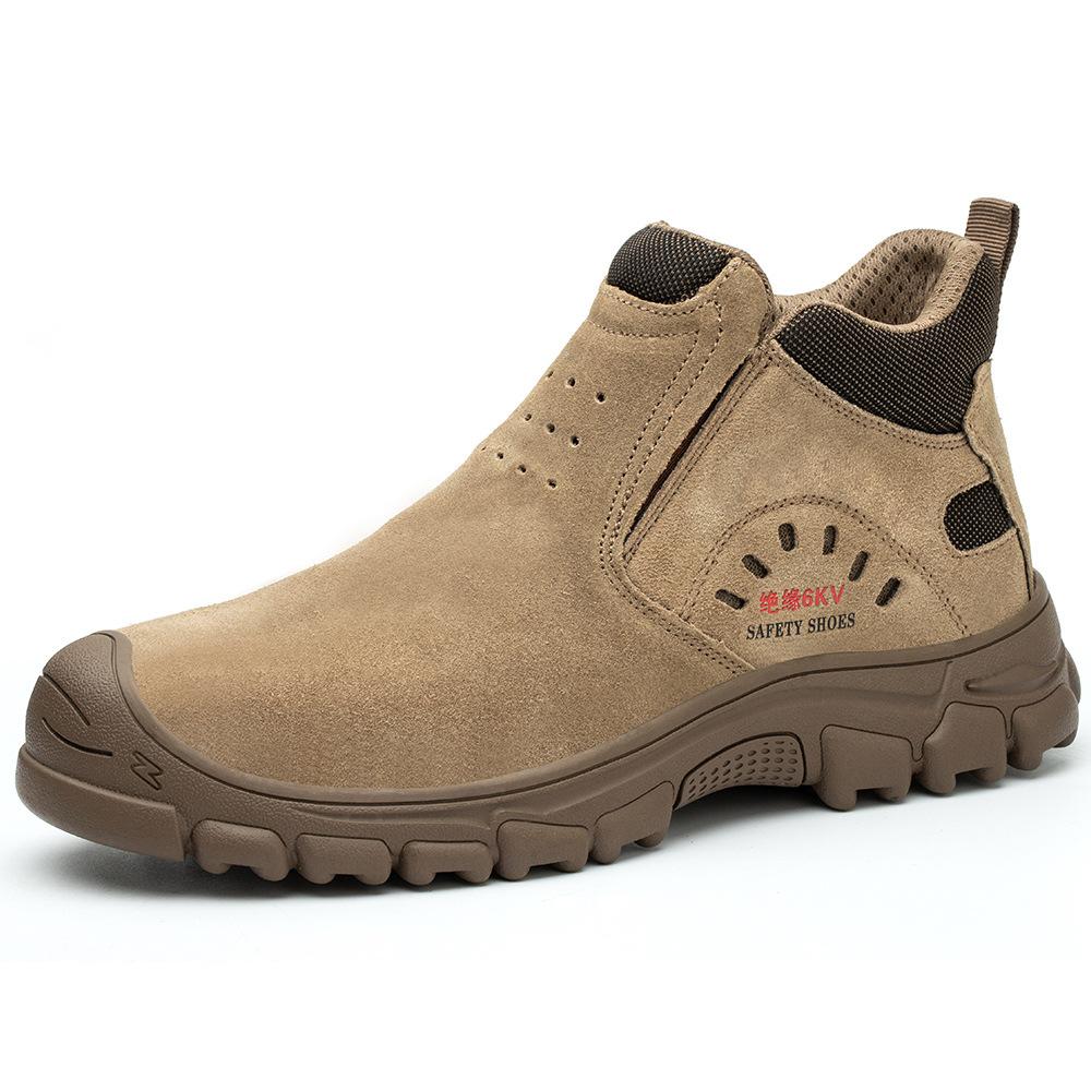Big Size Men's Casual Steel Toe Caps Safety Boots Breathable Cow Suede Leather Working Shoes Tooling Security Chelsea Botas Male