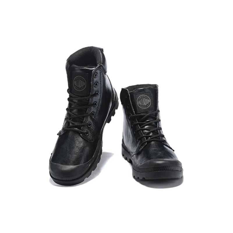 Black Leather Men Pampa Cuff Tactical Army Ankle Working Boots,Comfortable High Quality Walking Safety Walking Shoes