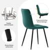 Dining Table and Chair Set (5-piece), Modern, Round, Made of Marble, Table Legs Made of Black Metal + 4 Ergonomic Chairs Made of Green Suede