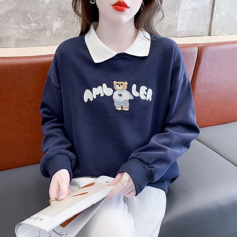 New Polo Collar Sweatshirt for Women Plus Size Women's Design Niche Korean Style Loose Early Autumn Coat Top