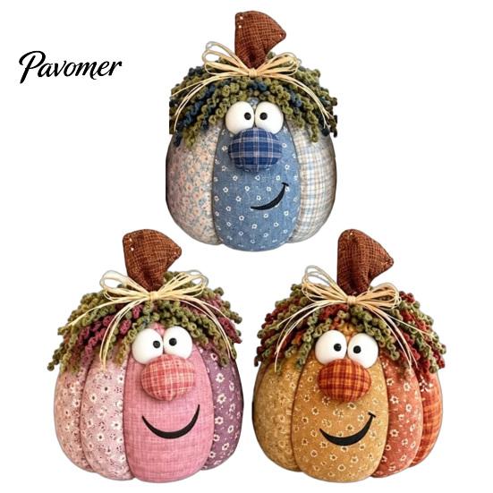 Soft Fabric Ornaments for Living Room Whimsical Patchwork Pumpkin, Pumpkin Table Decor, Cute Smiling Face Unique Handmade Gifts Autumn Harvest