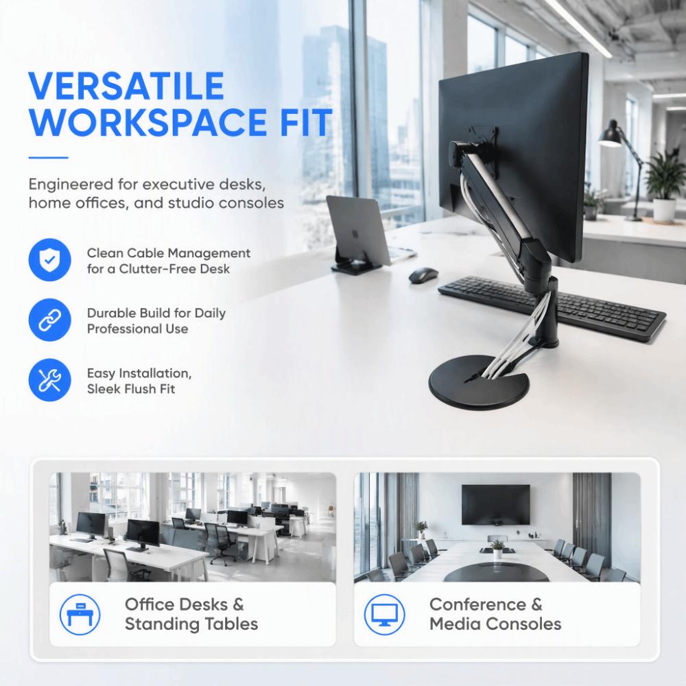 2pcs 35mm Opening Desk Grommet Round Desk Cord Gromme Durable Cable Hole Cover Computer Desk