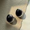 Minimalist Geometric Oval Stone Stud Earrings Women Men Lightweight Luxury Ear Cuffs