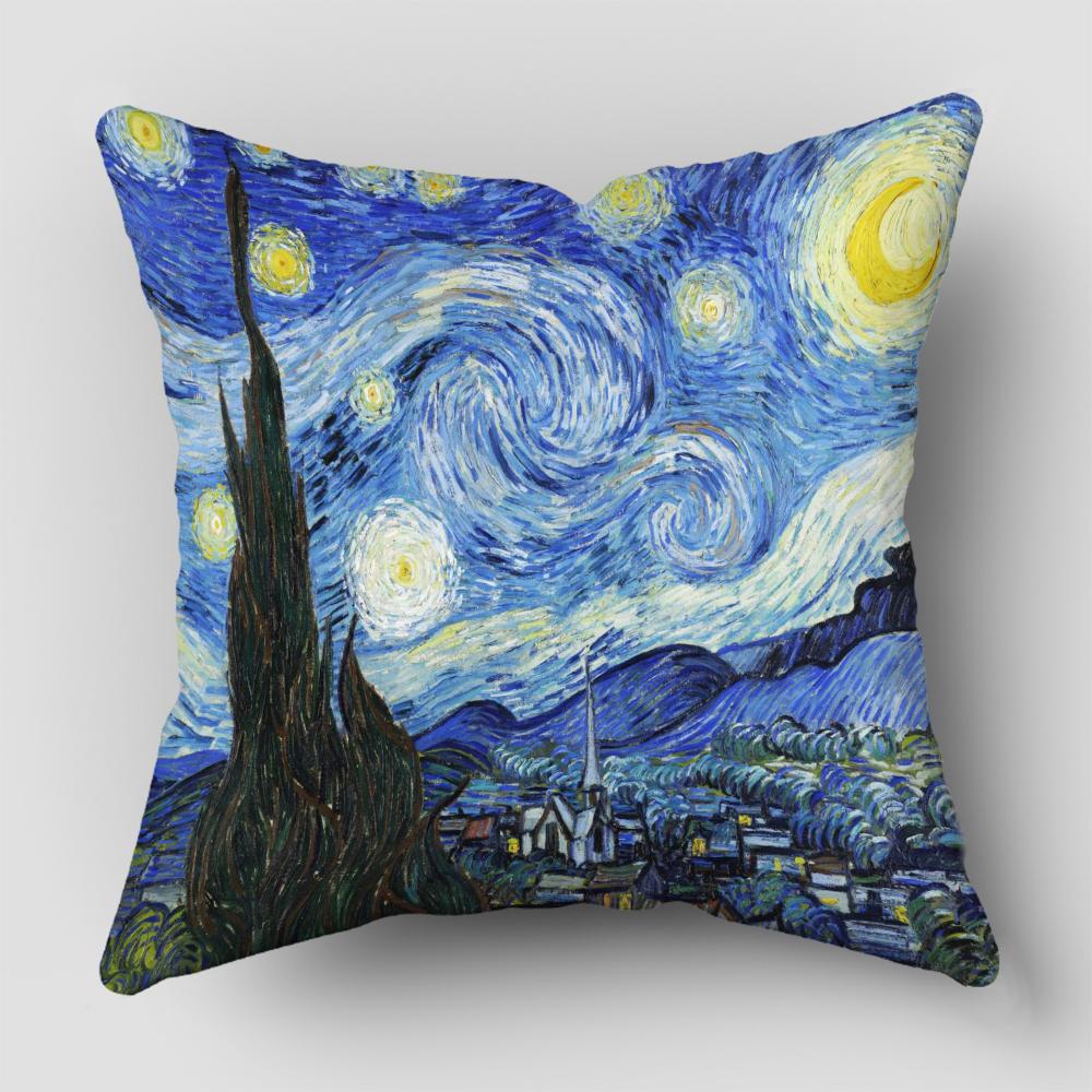 Van Gogh Oil Painting Print Collection Decorative Pattern Home Pillowcase Square Office Decor Cushion Cover pillow cases
