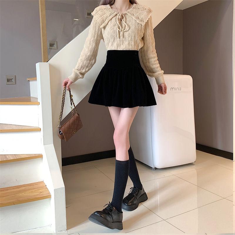 Röcke Minirock Stiefel Winter Kaufe Herbst Winter Schwarz Plissee