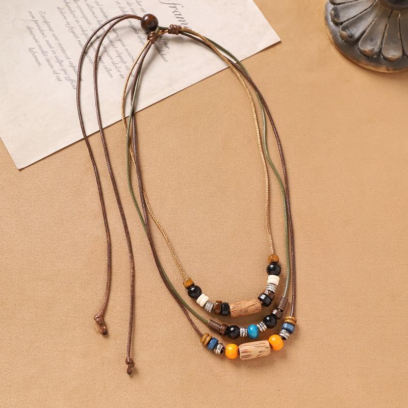 Handwoven Vintage Butterfly Necklace Bohemian Exotic Beaded Stacked Collarbone Chain Woman