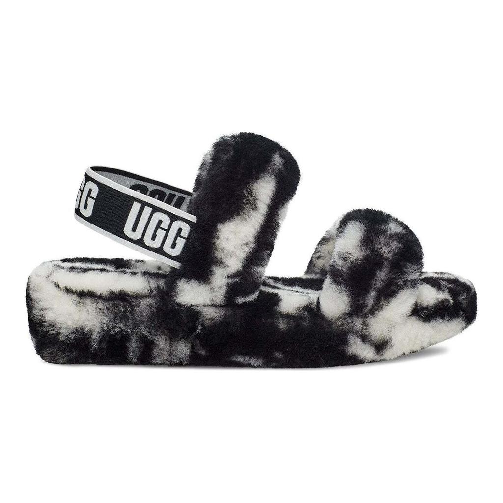 UGG Oh Yeah Plush Comfortable Versatile Beach Sandals Women Sandals Black 1122555-BLK
