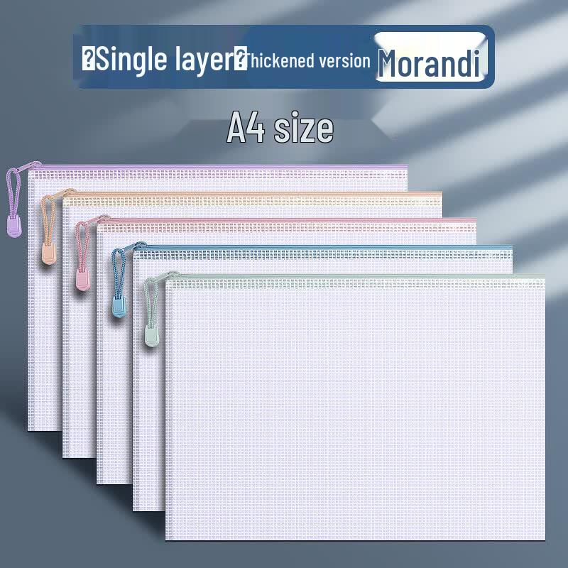 TANGO A4 Morandi Zipper Mesh Document Bags - 5 Pack