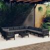 Day and Night - Day and Night Garden Furniture 12 Pieces and Cushions Black Solid Pine Wood