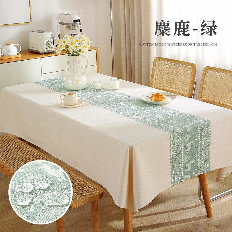 Popular Thickened Cotton and Linen Table Mats, Household Rectangular Tea Table Towels, Tablecloths, Waterproof and Oil-proof