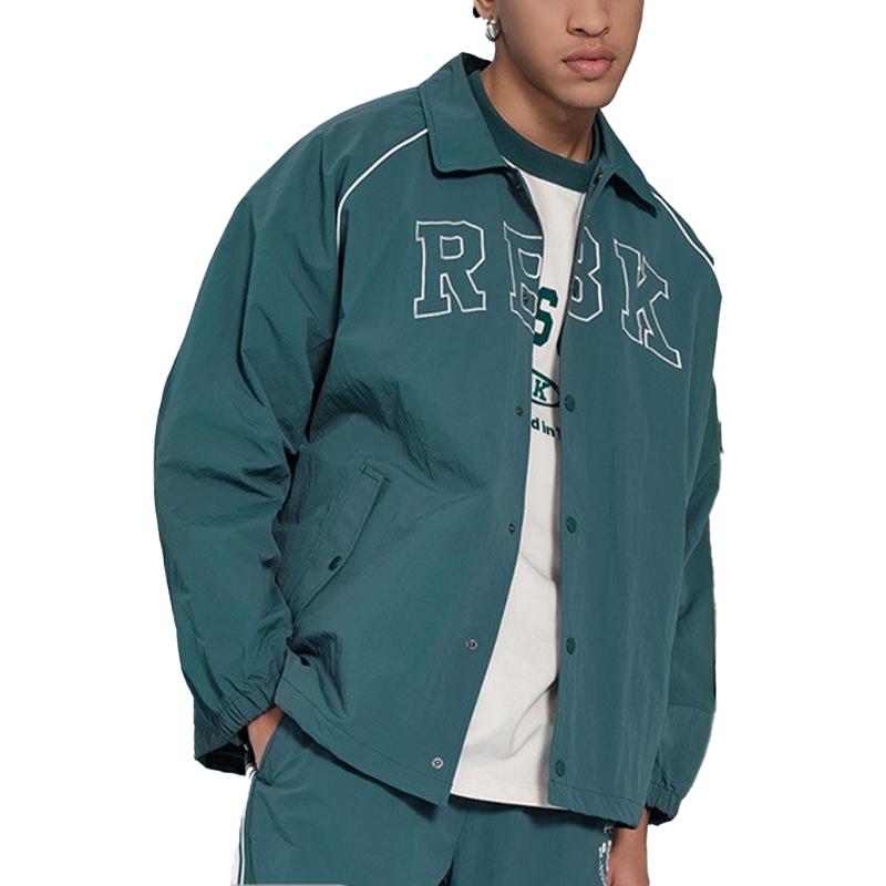 Reebok Letter Embroidered Sports Casual Outdoor Woven Jacket Unisex Jackets Gem-Green 24SRC107UGL7