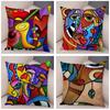Abstract Painting Cushion Cover Decoration Nordic Style Colorful Cartoon Girl Pillowcase Sofa Home