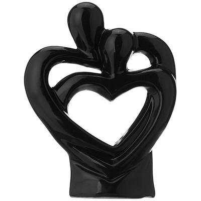Kaislīga romantiska pāra keramikas statuja mājas dekorēšanai (Iepakojumā 1, melns)