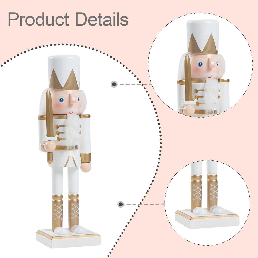 25CM Nutcracker Figurine Wooden Nutcracker Statue Table Centerpiece for Home Living Room Cabinet Shelf Christmas Decoration