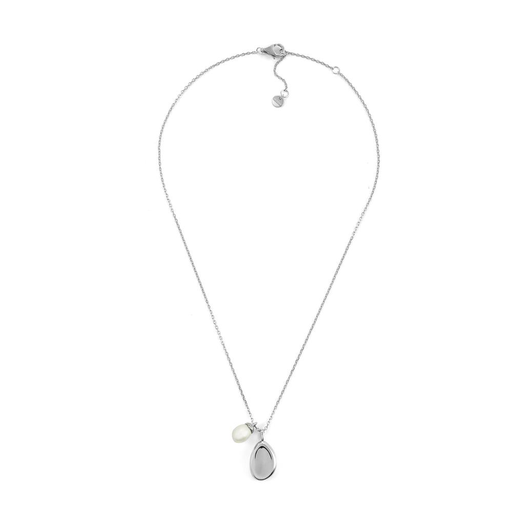 Skagen Women's Agnethe Pearl White Freshwater Pearl and Pebble Pendant Necklace, SKJ1831040