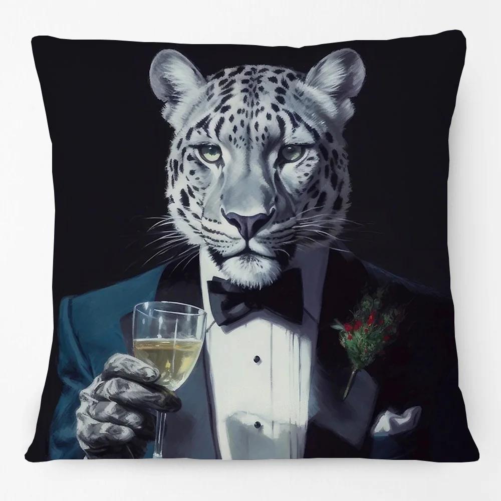 Animal Tiger Leopard Portraits Cushion Cover Home Decorative Sofa Throw Pillow Case